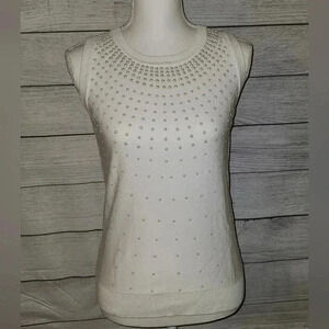Karl Lagerfeld White Embellished Tank Top